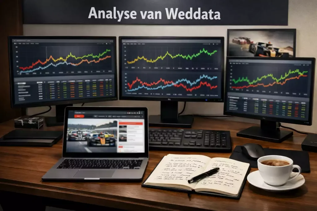 Scherm met verschillende bookmaker odds voor Formule 1 weddenschap