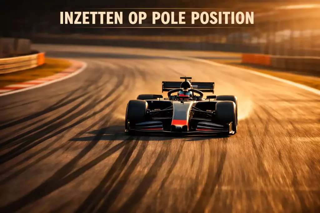 Formule 1 auto alleen op circuit tijdens snelle kwalificatieronde