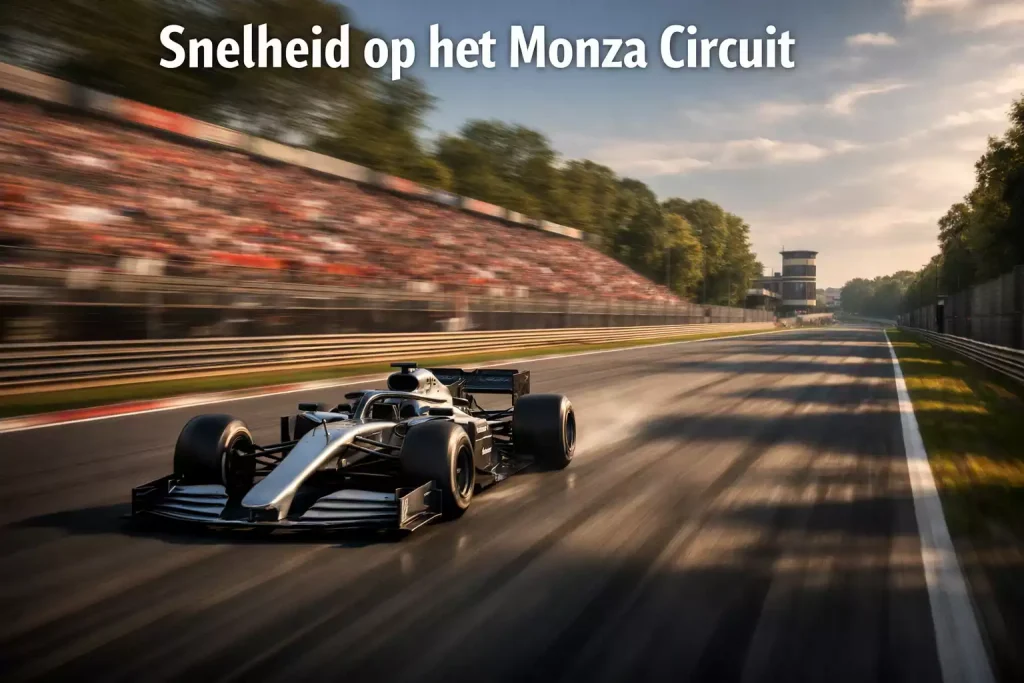 Formule 1 auto op hoge snelheid op circuit Monza met wazig publiek